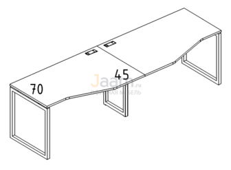 Мебель для персонала Рабочая станция со столами эргономичными "Техно" на металлокаркасе QUATTRO Б4 063-2 БП