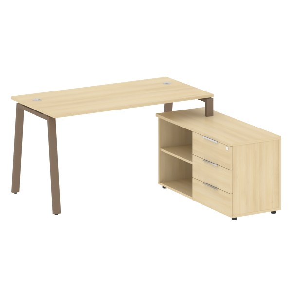 Рабочая станция с тумбой на А-образном м/к Metal System Style БА.РС-СТС-2.3 (R) 1500x1520x750