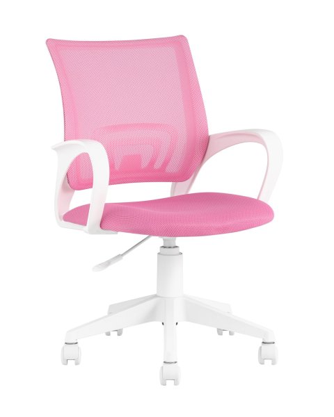 Кресло офисное TopChairs ST-BASIC-W розовый крестовина пластик белый (Компьютерное кресло ST-BASIC-W розовый)