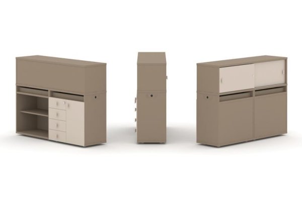 Тумба двойная + низкая надставка ES.NB.2N-8 (1500х410х1135)