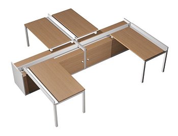 Рабочая станция (4х120) с ProSystem на 2-х опорных тумбах-купе с ProSystem Profiquadro КВ 0170 БВ 27