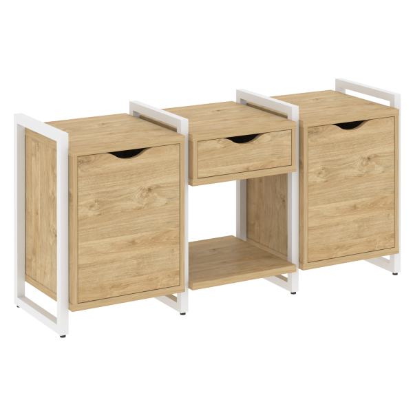 Тумба на регулируемых опорах наборная VR.L-TN-7.O 1440x460x719 (Тиквуд Светлый/Белый металл)
