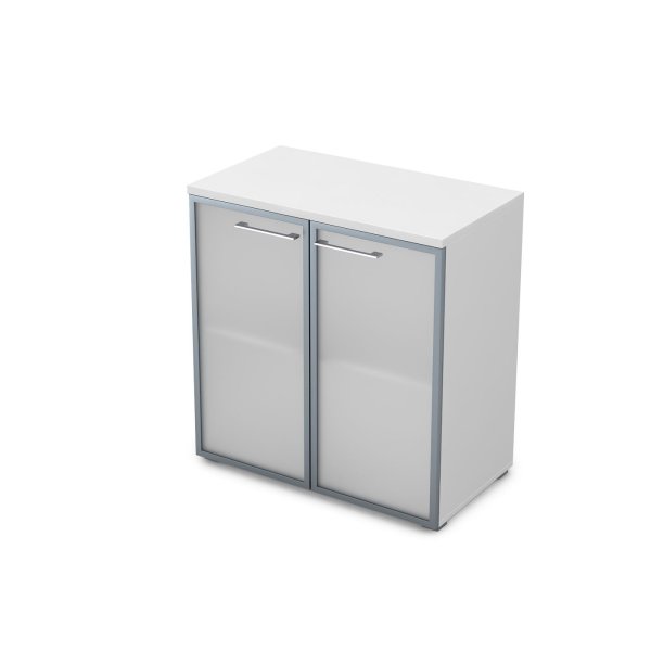 Шкаф низкий со стеклом Gloss line 9НШ.023.3 800x450x845 (Белый премиум)