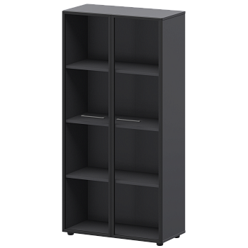 Шкаф высокий со стеклом в ал. рамке Кортез СМШ48RS 792x380x1595