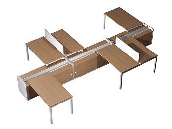 Рабочая станция (6x120) с экранами ДСП на тумбах-купе с ProSystem Profiquadro КВ 0179 БВ 2790x5400x7
