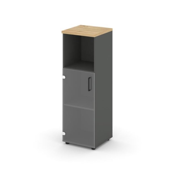 Шкаф средний узкий SN.STU.E-202(L) (400х400х1203) (Антрацит/Тиквуд Светлый/Прозрачный)