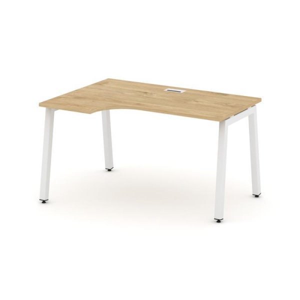Стол рабочий эргономичный SN-5A.SPA-001(L) (1380х600/980х750) (Тиквуд Светлый/Металл Белый)