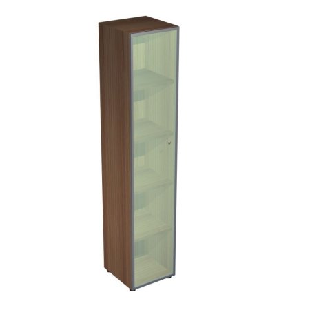 Шкаф высокий узкий со стеклом X7 IDEV43S L/IDEZ43S L 430x450x2140 (Орех каналетто)