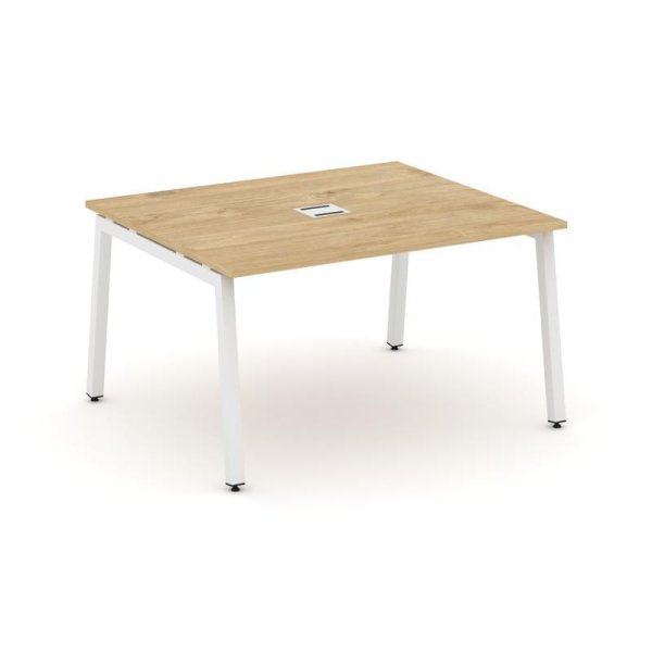 Стол переговорный SN-5A.SPRG-033 (1380х1180х750) (Тиквуд Светлый/Металл Белый)