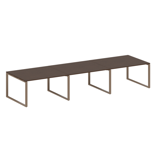 Переговорный стол 3 столешницы Metal System Style БО.ПРГ-3.3 4200x1235x750 (Венге Цаво/Мокко металл)