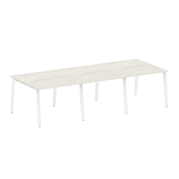 Стол для переговоров (3 столешницы) на А-образном м/к Metal System Style БА.ПРГ-3.1 3000x1235x750 (Дуб наварра/Белый металл)