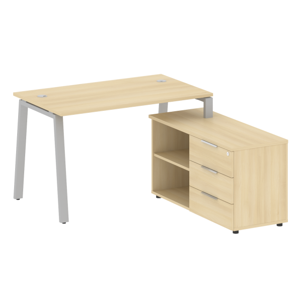 Рабочая станция с тумбой на А-образном м/к Metal System Style БА.РС-СТС-2.2 (R) 1300x1520x750