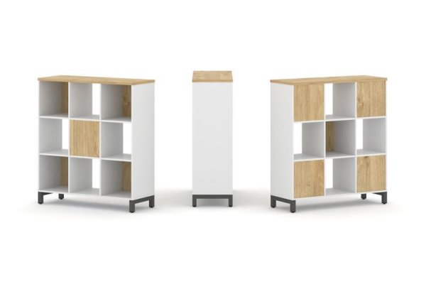 Набор стеллажа 2-х сторонний, 3 яруса SN.NSD-331 (1121х400х1248) (Белый/Тиквуд Светлый/Металл Антрацит)
