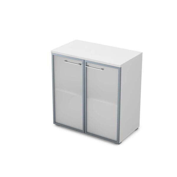 Шкаф низкий со стеклом Gloss line 9НШ.023.3 800x450x845 (Белый премиум)