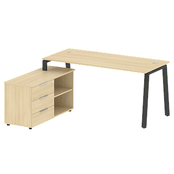 Рабочая станция с тумбой на А-образном м/к Metal System Style БА.РС-СТС-2.4 (L) 1700x1520x750
