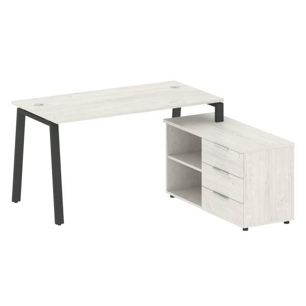 Рабочая станция с тумбой на А-образном м/к Metal System Style БА.РС-СТС-2.3 (R) 1500x1520x750 (Дуб наварра/Антрацит металл)