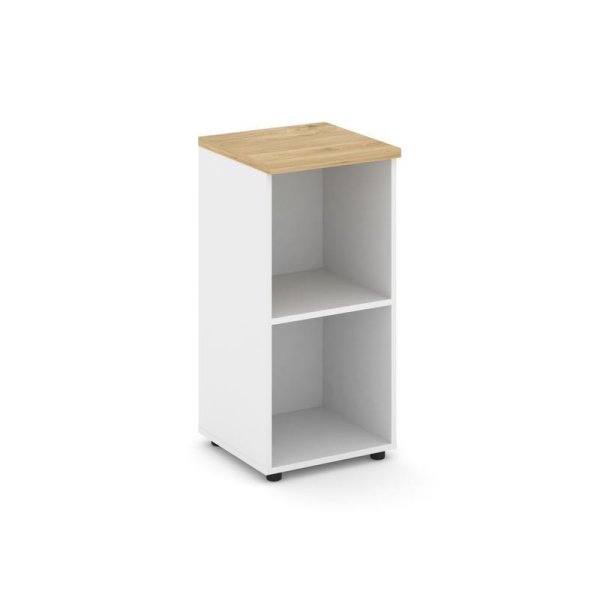 Стеллаж низкий узкий SN.STU-300 (400х400х833) (Белый/Тиквуд Светлый)